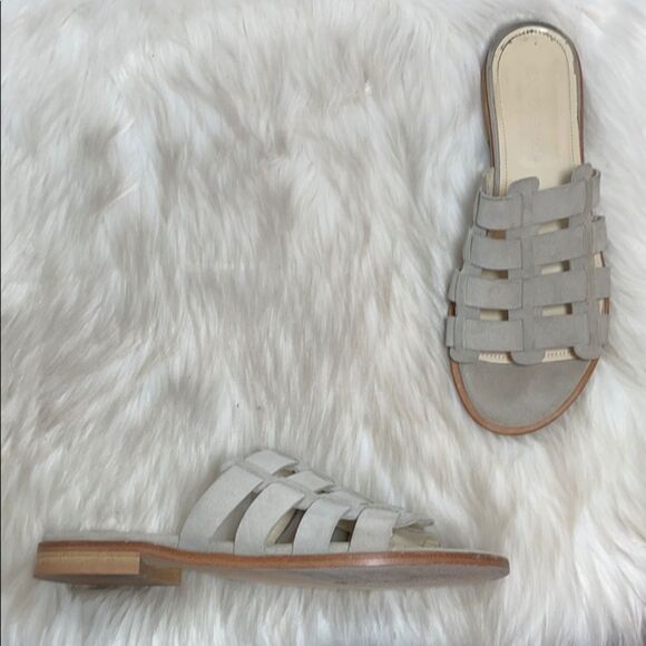 Napoleoni Tan SuedeWoven Cage Slides Sz 38/8 - Picture 1 of 6